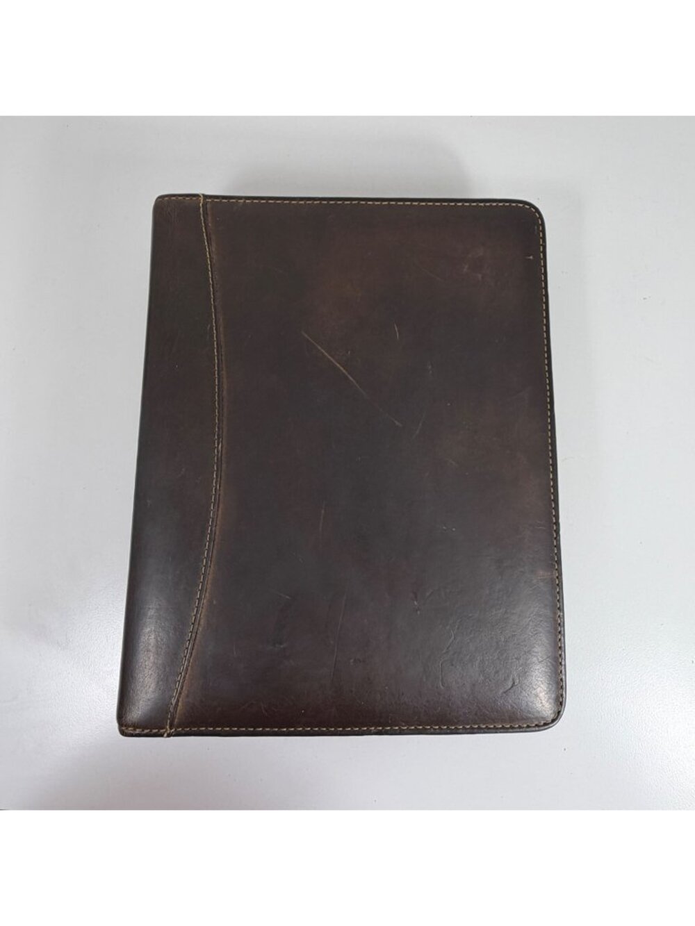 1998 Vintage Franklin Quest 7 Ring Brown Sandstone Leather Planner USA 12215